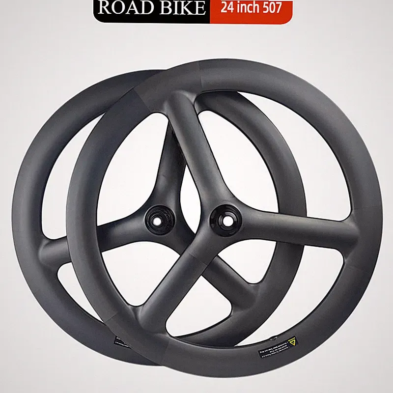 24er 507 3 Spokes Wheel Road Recumbent Bicycle Carbon Fiber Wheelset Disc Brake