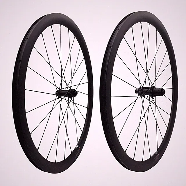 700C Carbon Bicycle Disc Brake Wheels 38x25mm Clincher Tubuless Thru Axle Wheels