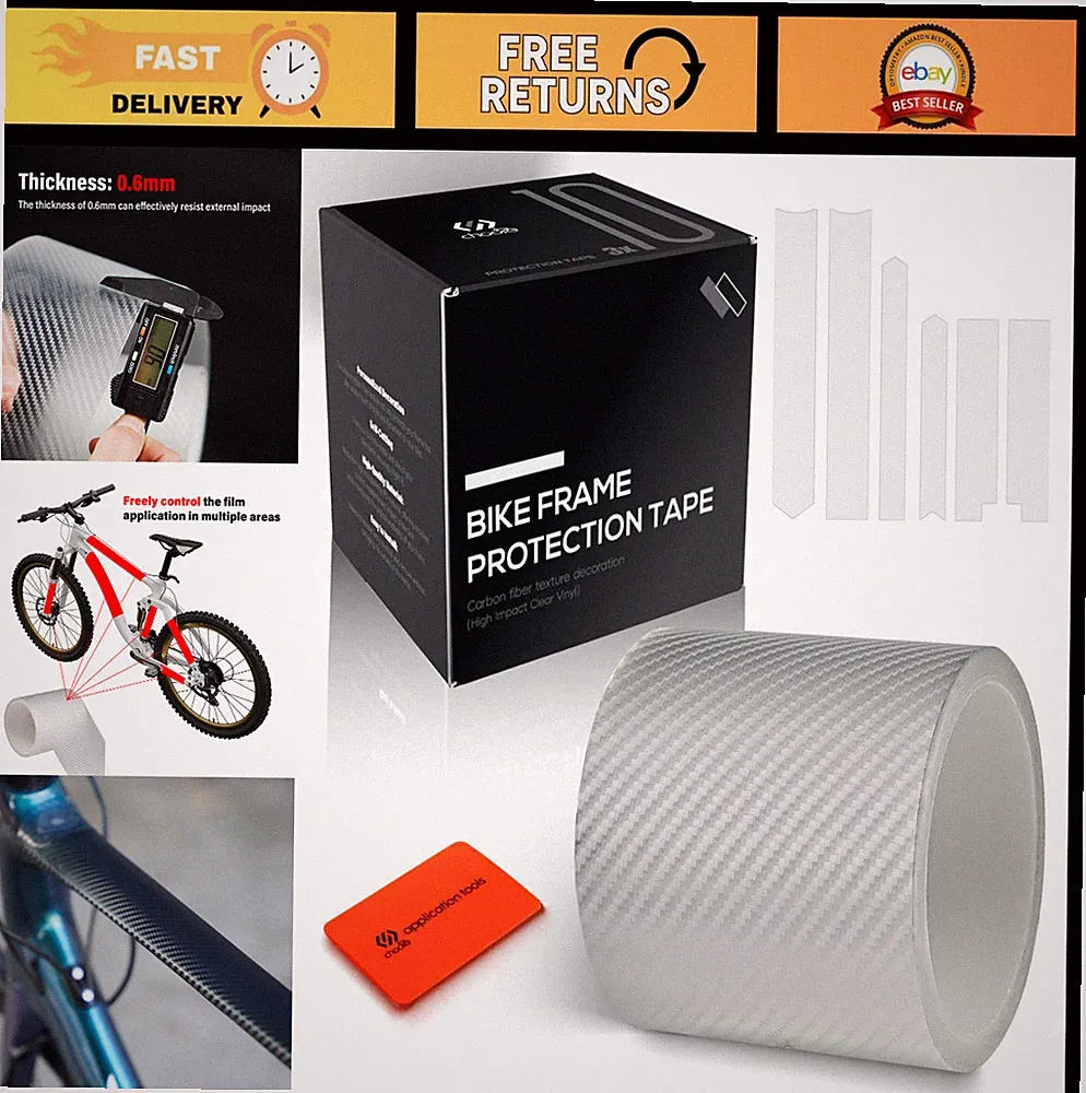 Bicycle Frame Protection Tape - High Viscosity Carbon Fiber Wrap, 4"x118" MTB/Ro