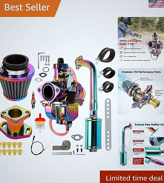 Carburetor for Predator 212cc 196cc 200cc Gokart Mini Bike Exhaust Muffler Kit
