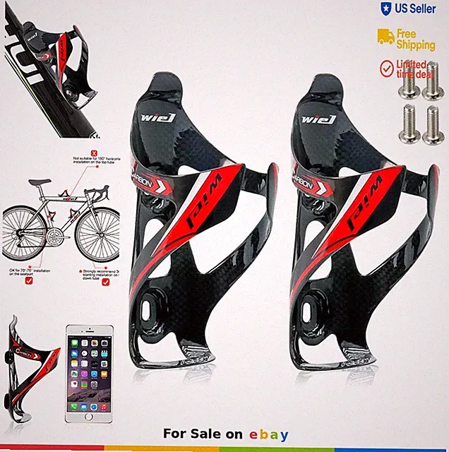 Full Carbon Fiber Bike Water Bottle Cage Holder Lightweight 29g Standard Size