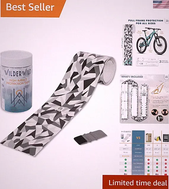 Geometric Camouflage Bike Frame Protector - Scratch & Water-Resistant Tape 4x72