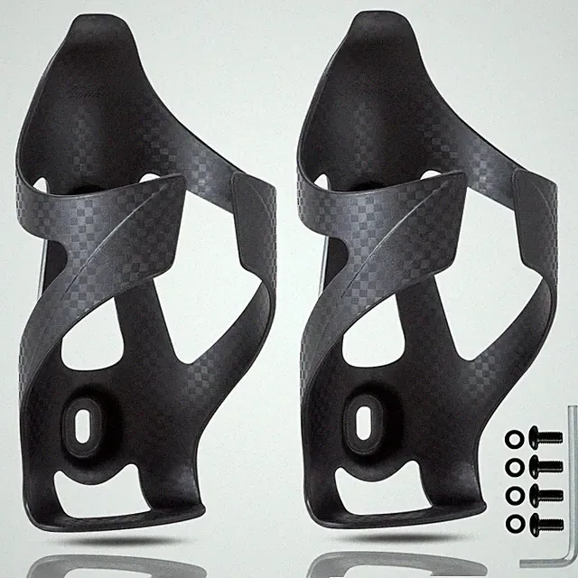 Nylon Carbon Bike Water Bottle Cage Holder Black Matte 2 Pack