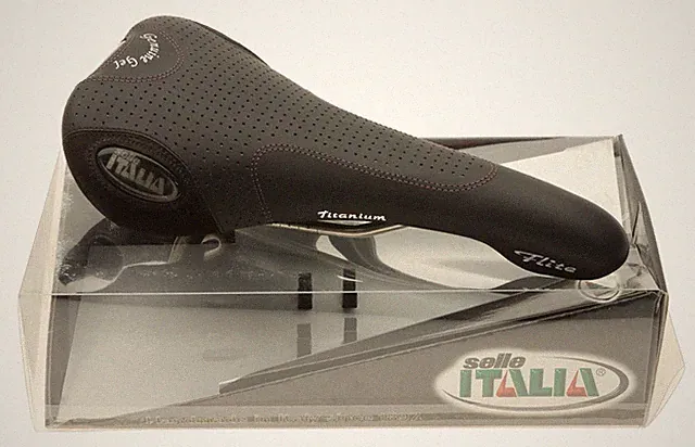 Selle Italia Flite Saddle Genuine Gel Ti Rails Perf. Black Leather NOS NIB NEW
